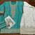 Aqua blue heavy chinon jacquars silk full stitched free size upto 44palazzo suits
