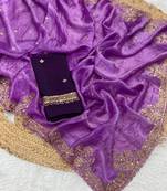 Purple Color Party  Dual Tone Satin Saree