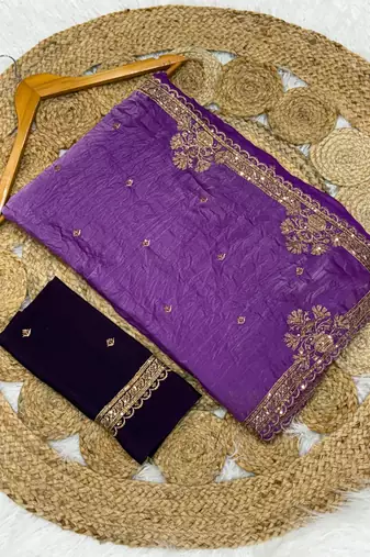 Purple Color Party  Dual Tone Satin Saree