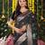 Black  printed linen cotton sarees with unsitch blouse