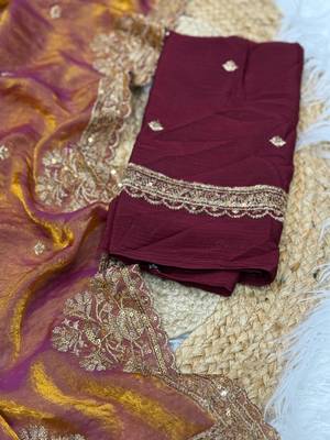 Golden Orange Color Party  Dual Tone Satin Saree 2