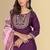 Purple color silk blend embroidred kurti pant dupatta