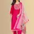 Rani color silk blend embroidred kurti pant dupatta