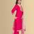 Rani color silk blend embroidred kurti pant dupatta