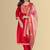 Red color silk blend embroidred kurti pant dupatta