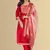 Red color silk blend embroidred kurti pant dupatta