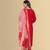 Red color silk blend embroidred kurti pant dupatta