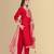 Red color silk blend embroidred kurti pant dupatta