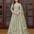 Pista green net embroidered readymade trendy gown