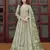 Pista green net embroidered readymade  gown