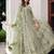 Pista green net embroidered readymade trendy gown