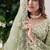 Pista green net embroidered readymade trendy gown