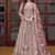 Pink net embroidered readymade  gown