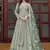 Light teal net embroidered readymade  gown