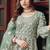 Light teal net embroidered readymade trendy gown