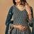 Teal embroidered faux georgette trendy palazzo salwar kameez