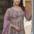 Lavender net slit style lehenga pant style anarkali suit
