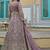 Lavender net slit style lehenga pant style anarkali suit