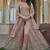 Light mauve net slit style lehenga pant style anarkali suit