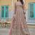Light mauve net slit style lehenga pant style anarkali suit