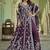 Purple net slit style lehenga pant style anarkali suit