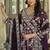 Purple net slit style lehenga pant style anarkali suit