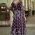 Purple net slit style lehenga pant style anarkali suit