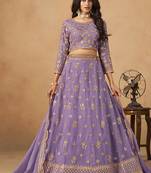 Embroidered Lavender Organza Trendy Lehenga Choli