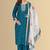 Blue color silk blend embroidred kurti pant dupatta