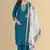 Blue color silk blend embroidred kurti pant dupatta