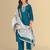 Blue color silk blend embroidred kurti pant dupatta