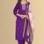 Purple color silk blend embroidred kurti pant dupatta