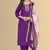 Purple color silk blend embroidred kurti pant dupatta
