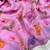 beautiful pink georgette floral printed saree with hand work finish