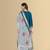 Blue color silk blend v-neck embroidred kurti pant dupatta