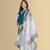 Blue color silk blend v-neck embroidred kurti pant dupatta