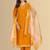 Musturd color silk blend v-neck embroidred kurti pant dupatta