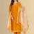 Musturd color silk blend v-neck embroidred kurti pant dupatta