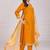 Musturd color silk blend v-neck embroidred kurti pant dupatta