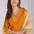 Musturd color silk blend v-neck embroidred kurti pant dupatta