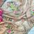 designer tabby silk based beige printed saree with hand work