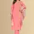 Peach color silk blend v-neck embroidred kurti pant dupatta