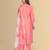 Peach color silk blend v-neck embroidred kurti pant dupatta