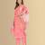 Peach color silk blend v-neck embroidred kurti pant dupatta