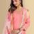 Peach color silk blend v-neck embroidred kurti pant dupatta