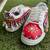 Red mirror embroidered leather sneaker