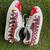 Red mirror embroidered leather sneaker