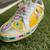 Yellow mirror embroidered leather sneaker