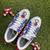 Blue mirror embroidered leather sneaker