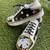 Black mirror embroidered leather sneaker
